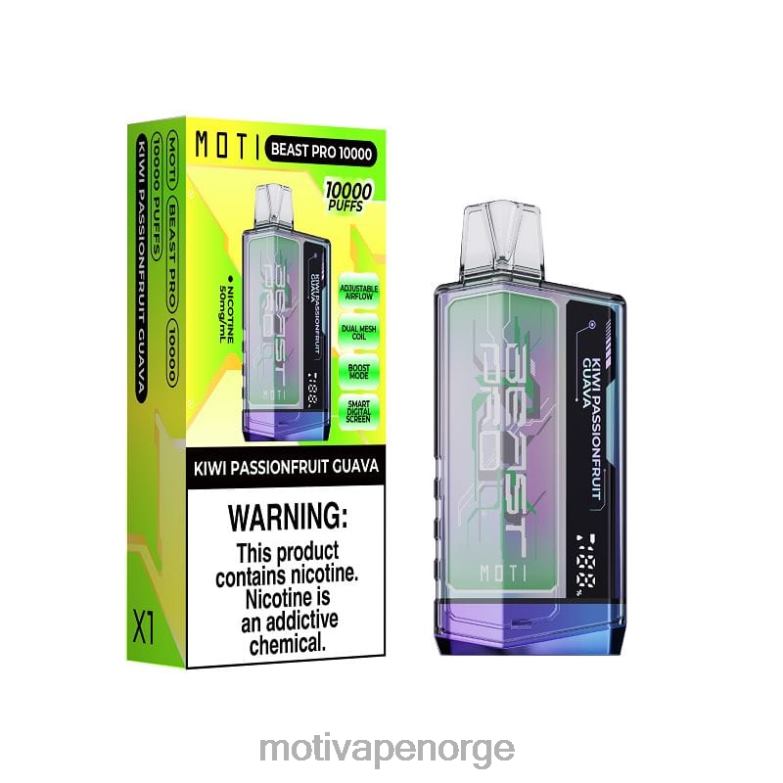 MOTI vape review | MOTI Beast Pro engangsvape (5 %, 10 000 drag) kiwi pasjonsfrukt guava PLPR846
