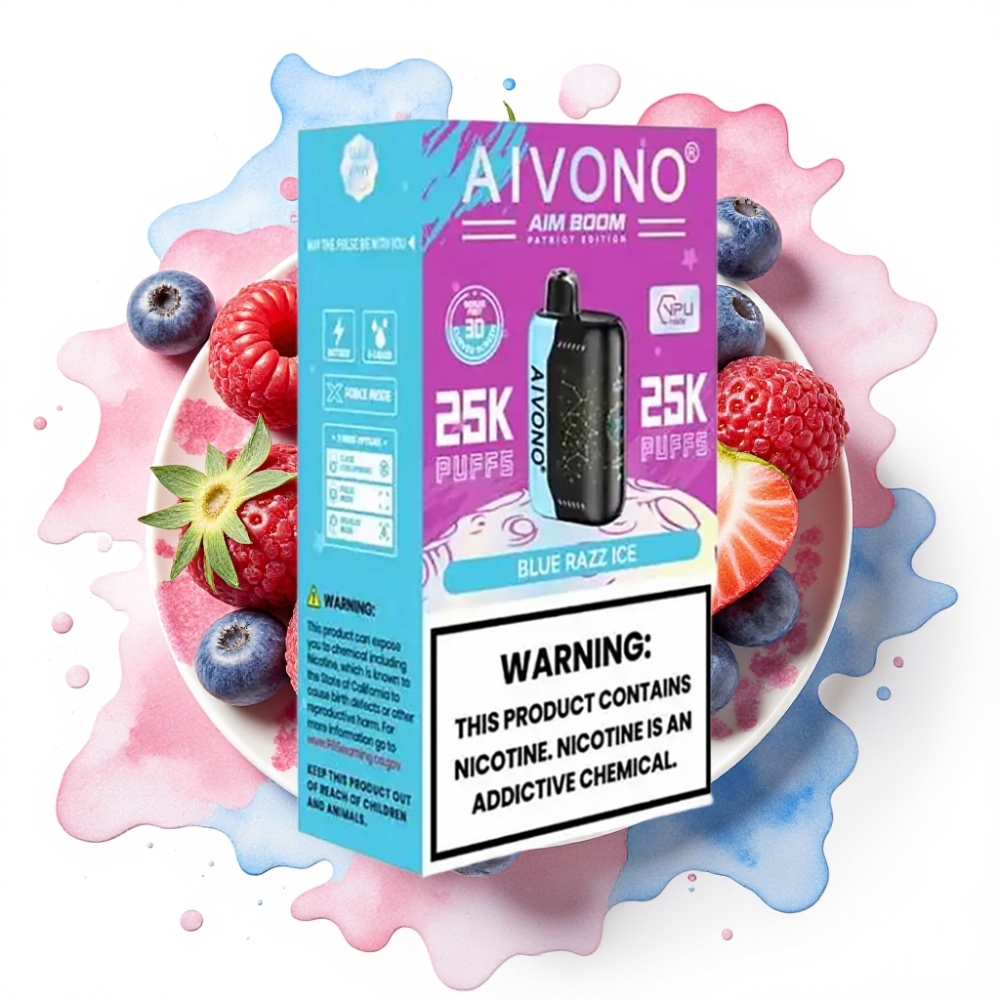 Aivono AIM BOOM 25000 Puffs Blåbringebær Is – 0-5%, 28ml, Type-C