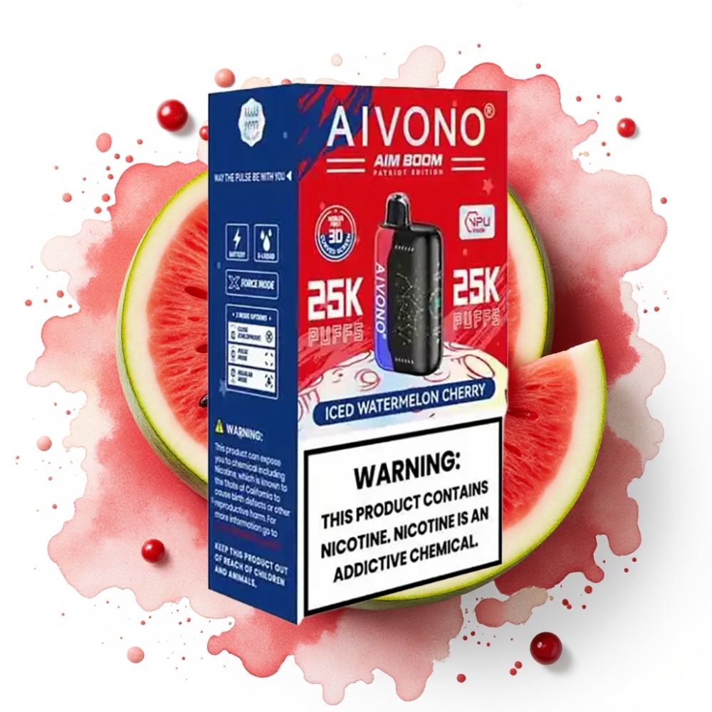 Aivono AIM BOOM 25000 Puffs Isfruktig Vannmelon Kirsebær – 0-5% Nikotin, 650mAh, Type-C