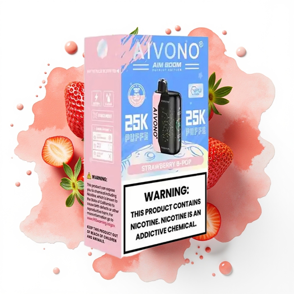 Aivono AIM BOOM 25000 Puffs Jordbær B Pop 0-5% 28ml 650mAh