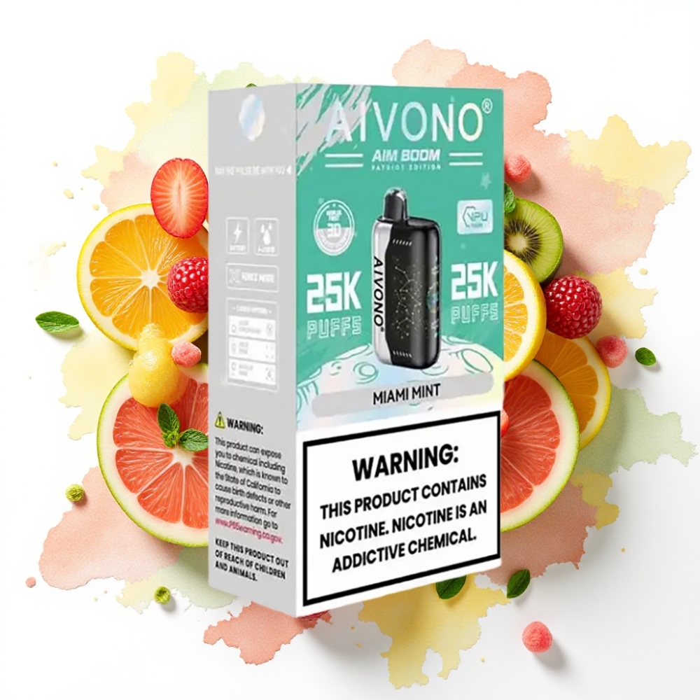 Aivono AIM BOOM 25000 Puffs Miami Mynte – 28ml, 650mAh, Type-C