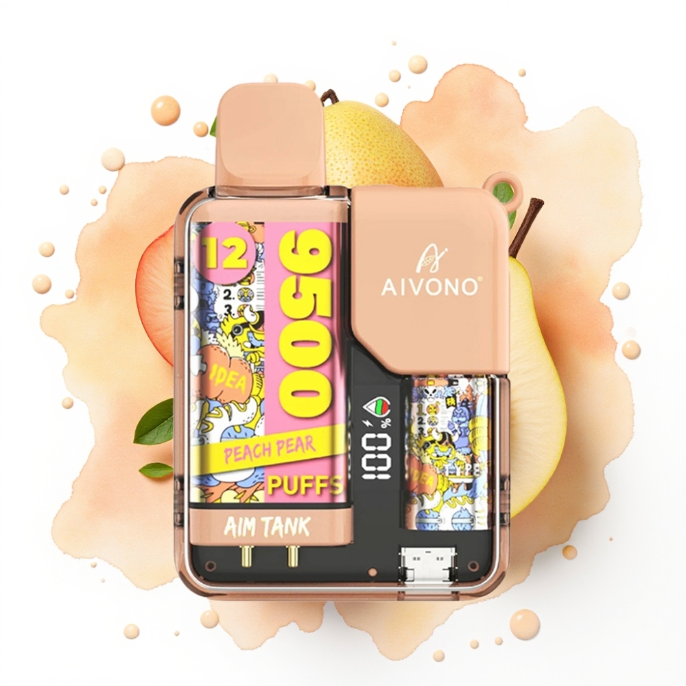 Aivono AIM-TANK 9500 Puffs Fersken Pære – 18ml, 650mAh, LCD