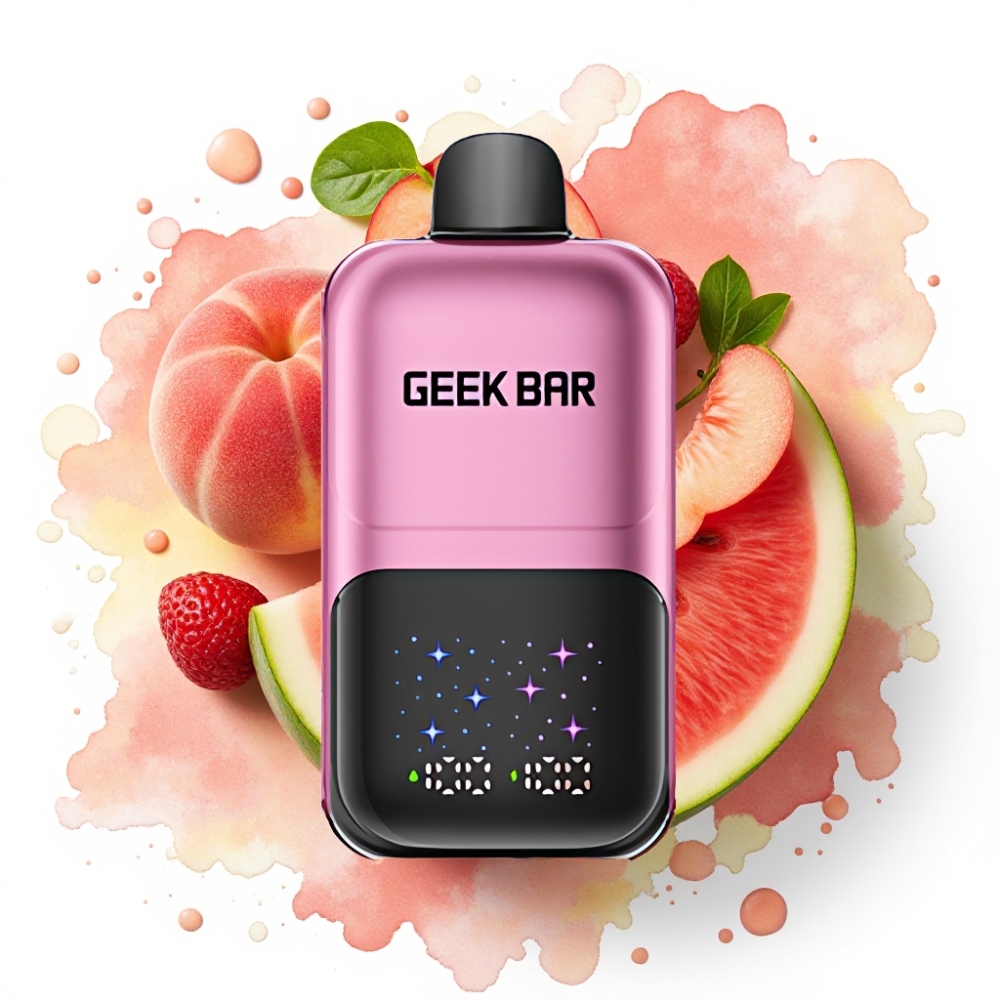 GEEK BAR 2GO 20ml 50000 Puffs To Serie Engangs Vape Fersken & Vannmelon, 5% Nikotin, 3-nivå Justering