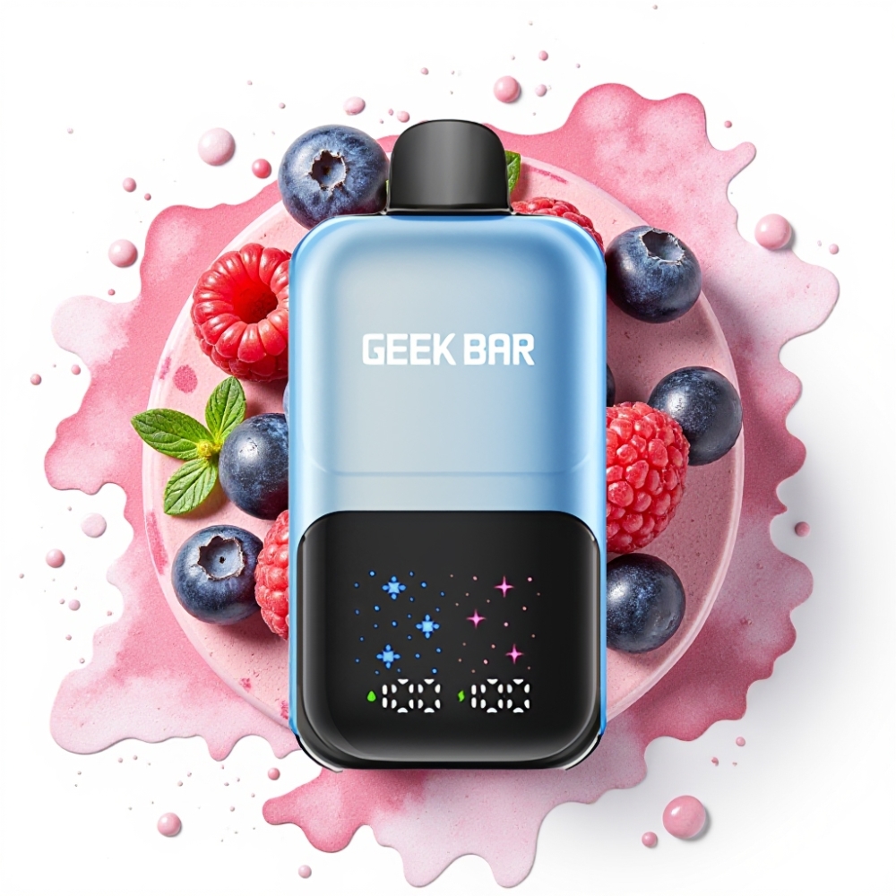 GEEK BAR 2GO 20ml 50000 Puffs To Serie Engangs Vape Pen Blåbær Bringebær Is, 5% Nikotin, 3 Nivåer