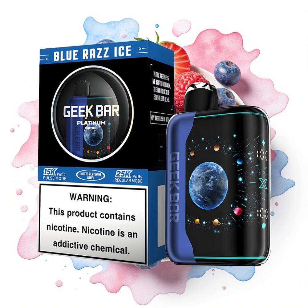 GEEK BAR Platinum Edition Blå Bringebær Is – 25000 puffs, 20mL, 2% nikotin