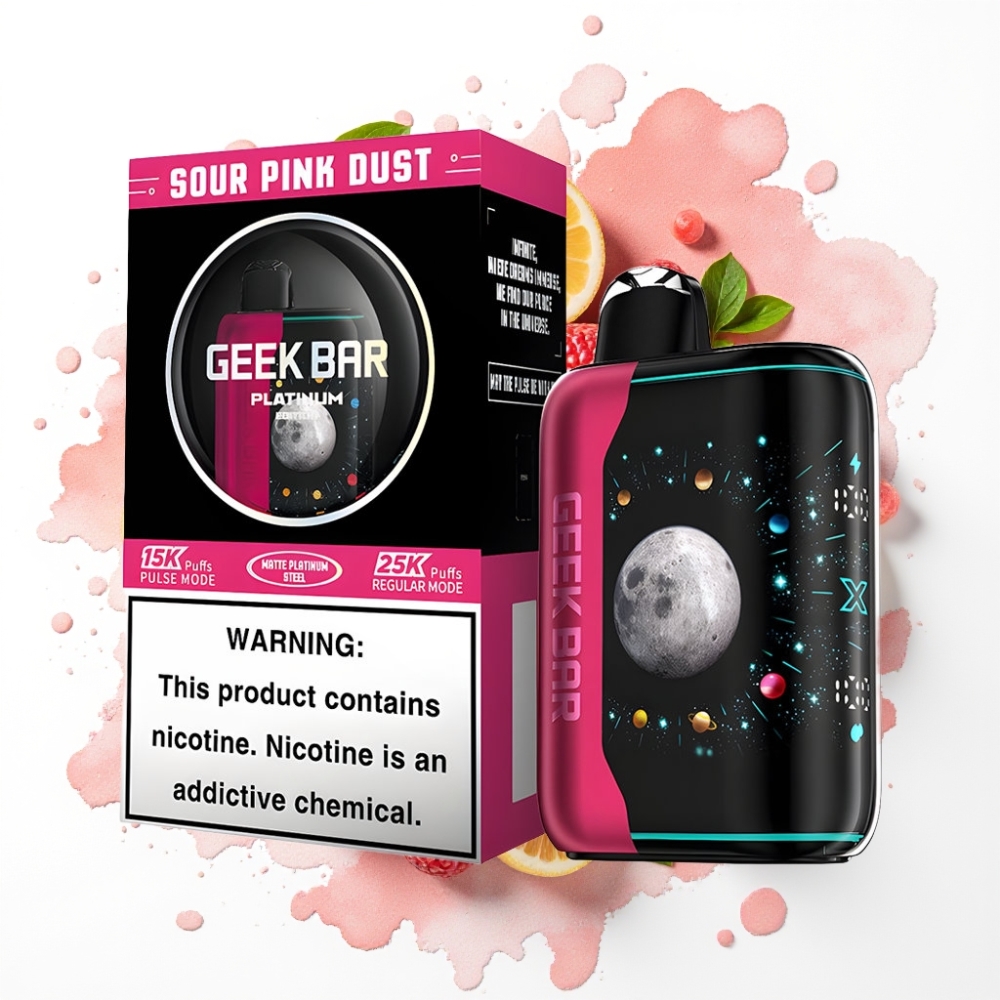 GEEK BAR Platinum Edition Surt Rosa Støv – 25000 Puffs, 20mL, 2% Nikotin