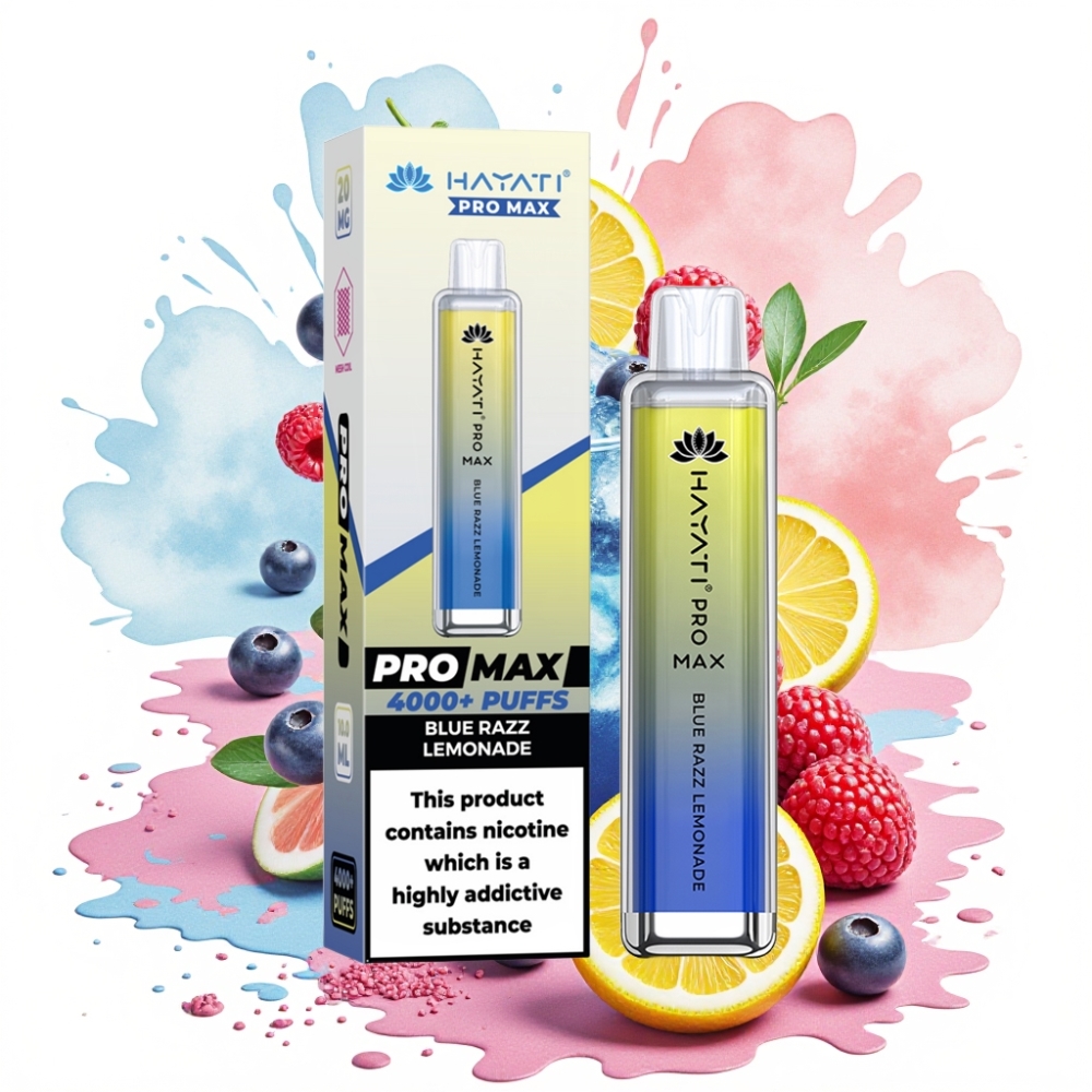 Hayati Pro Max 4000 Puffs Disposable Vape Blå Bringebær Lemonade 2%/5% 1400mAh