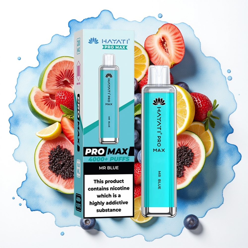 Hayati Pro Max 4000 Puffs Engangs E-Sigaret Herr Blå – 1400mAh, 2ml/10ml, TPD