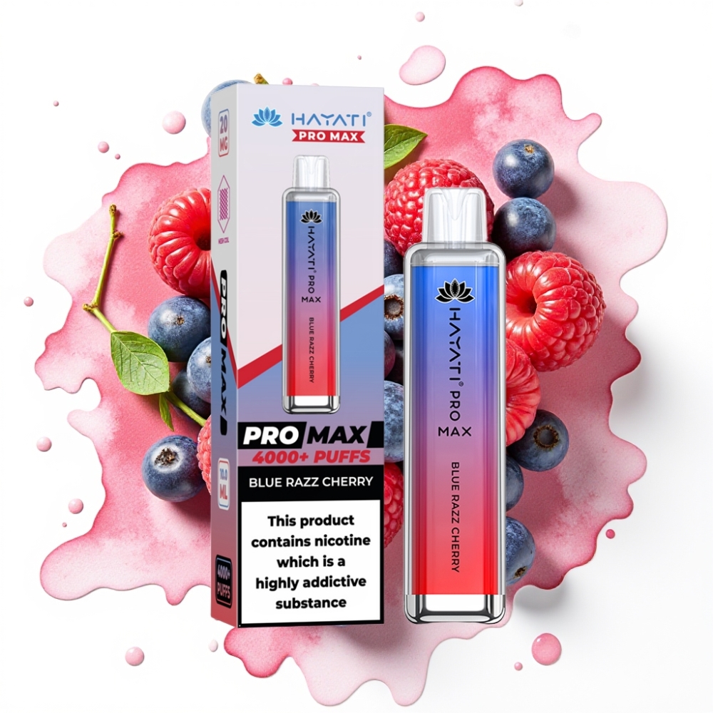 Hayati Pro Max 4000 Puffs Engangs-Vape Blå Bringebær Kirsebær – 1400mAh, 2ml/10ml, TPD