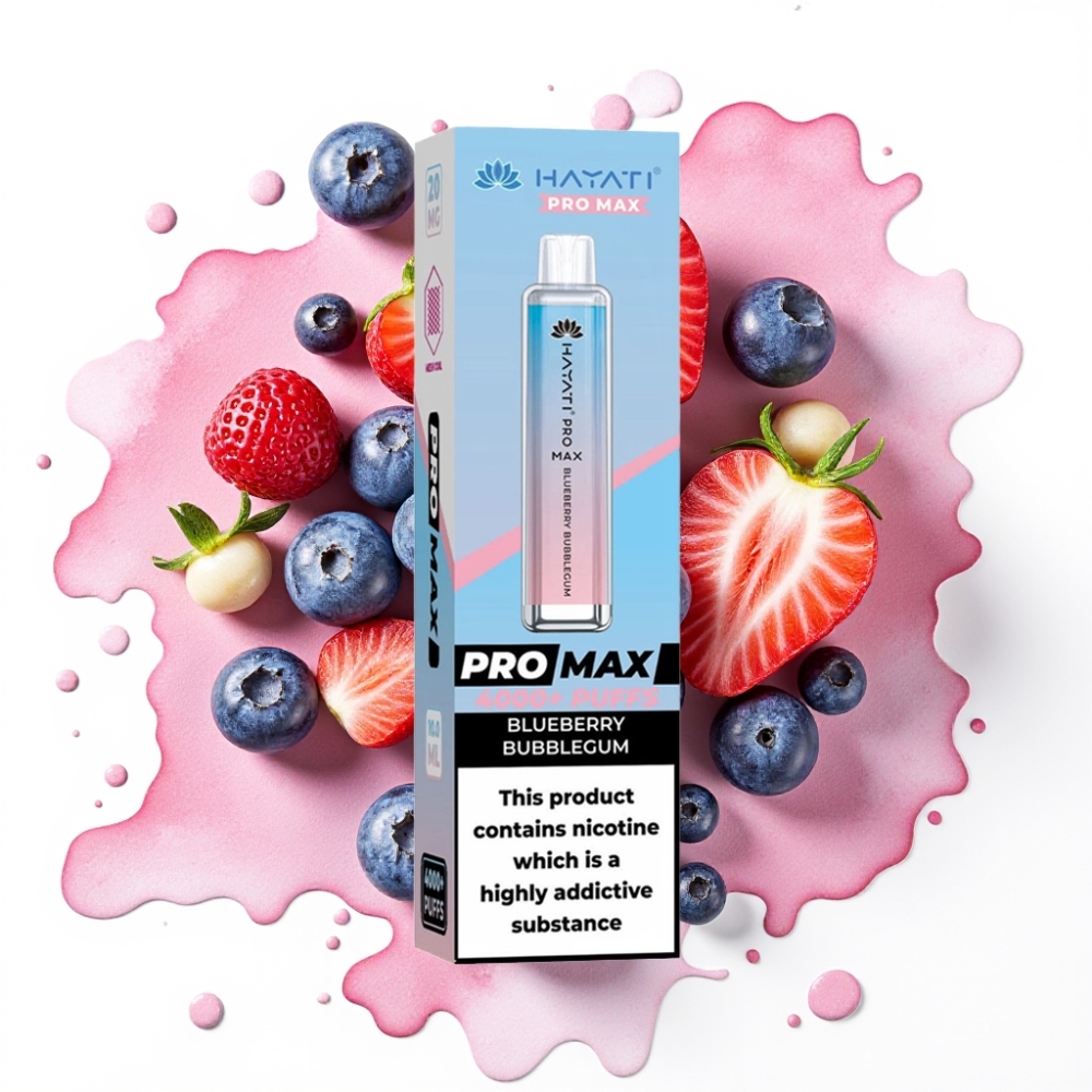 Hayati Pro Max 4000 Puffs Engangs Vape Blåbær Tyggegummi, 5% Nikotin, 1400mAh