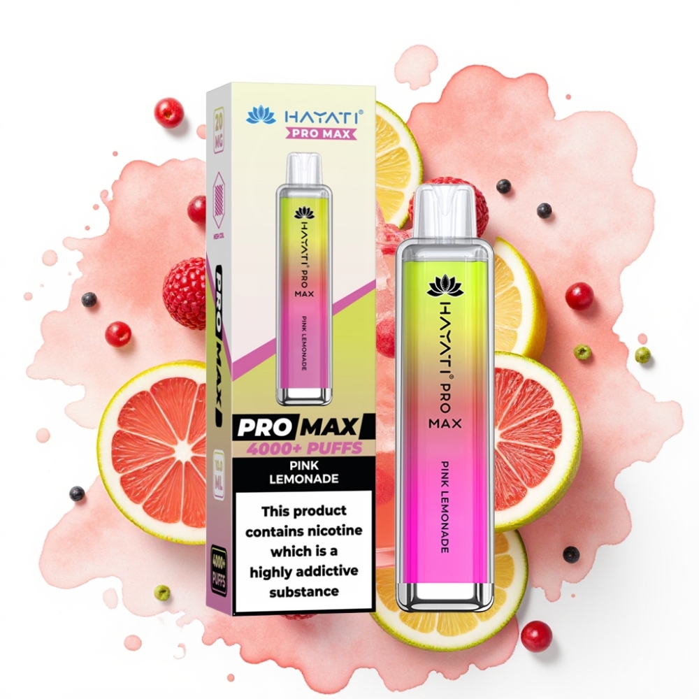 Hayati Pro Max 4000 Puffs Engangs Vape Rosa Sitronade – 1400mAh, 2ml/10ml, TPD