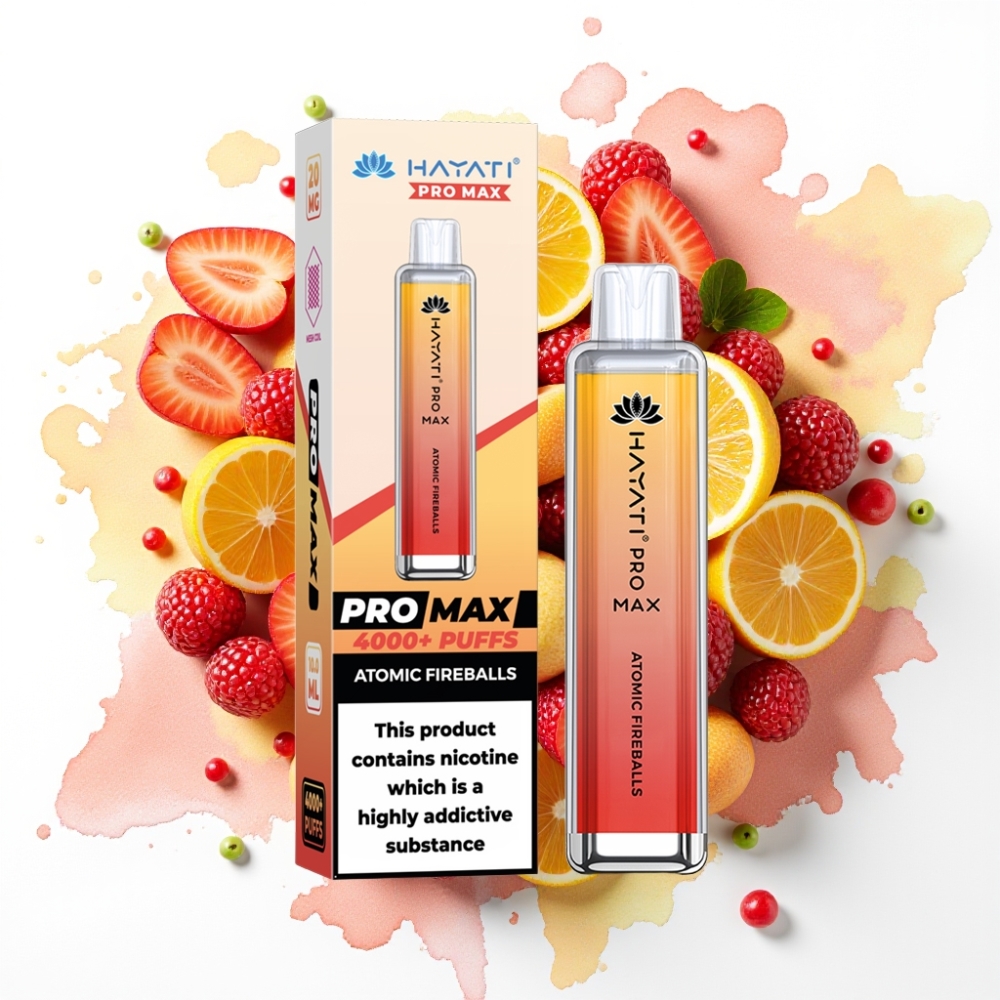 Hayati Pro Max 4000 Puffs Engangsdamp Atomildkuler 2-5% Nikotin, 1400mAh, 2ml