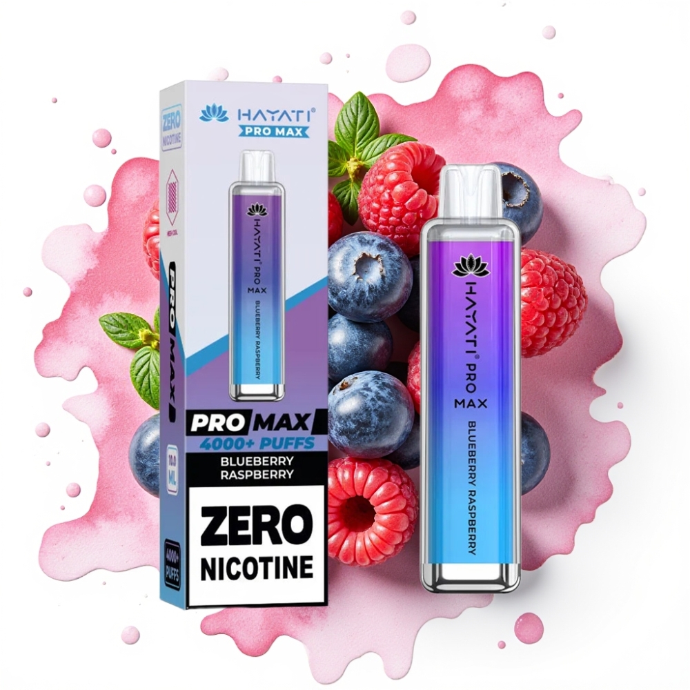 Hayati Pro Max 4000 Puffs Engangsdamp Blåbær Bringebær – 1400mAh, 2ml/10ml, 2%/5% Nikotin