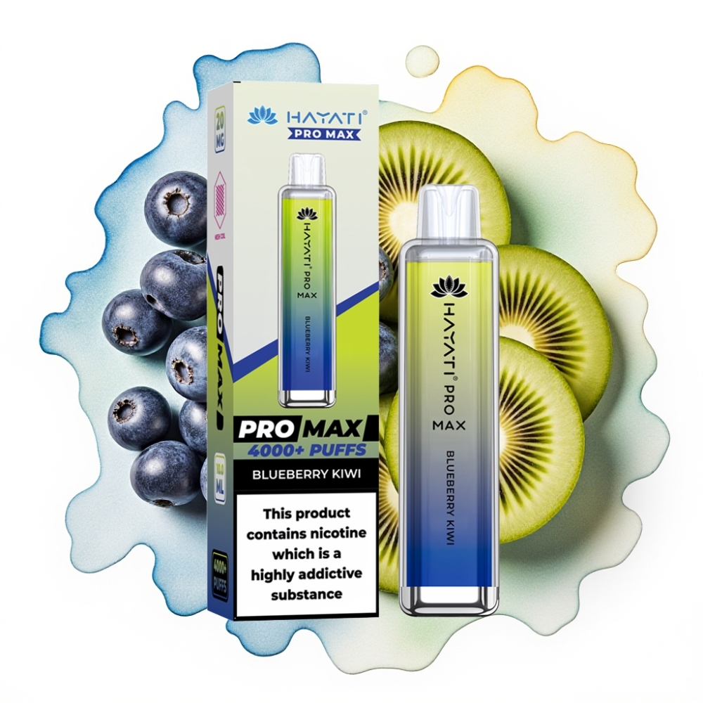 Hayati Pro Max 4000 Puffs Engangsdamp Blåbær Kiwi, 5%, 1400mAh