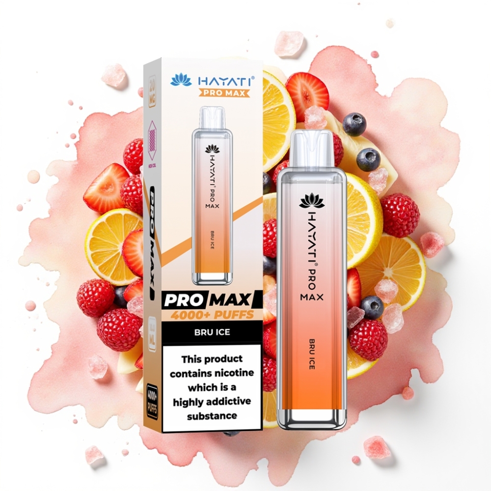 Hayati Pro Max 4000 Puffs Engangsdamp Bru Is, 2%/5% nikotin, 1400mAh, 2ml/10ml