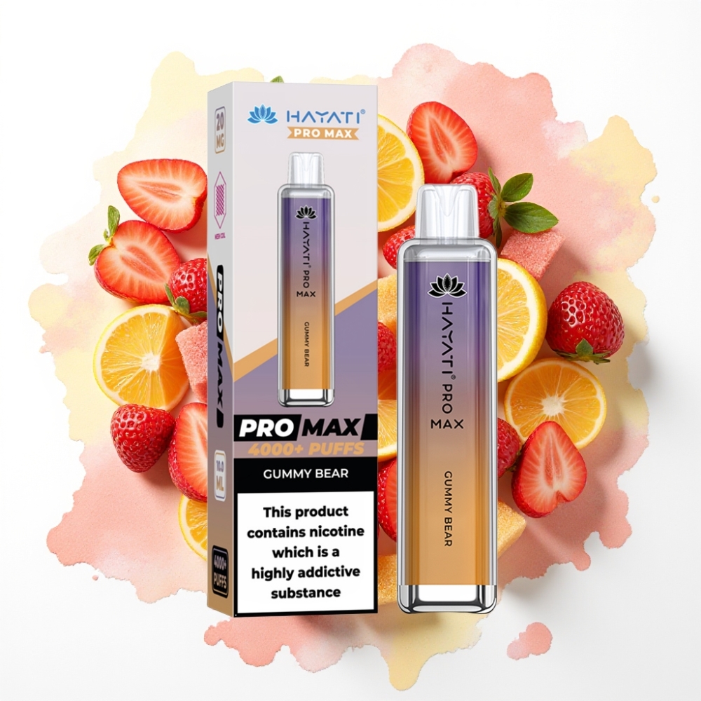 Hayati Pro Max 4000 Puffs Engangsdamp Gummy Bjørn, 5%, 1400mAh, 2ml