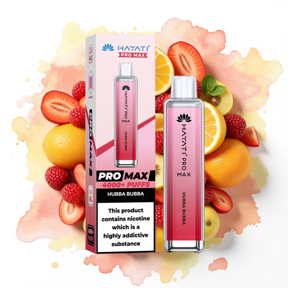 Hayati Pro Max 4000 Puffs Engangsdamp Hubba Bubba, 2%/5% Nikotin, 1400mAh