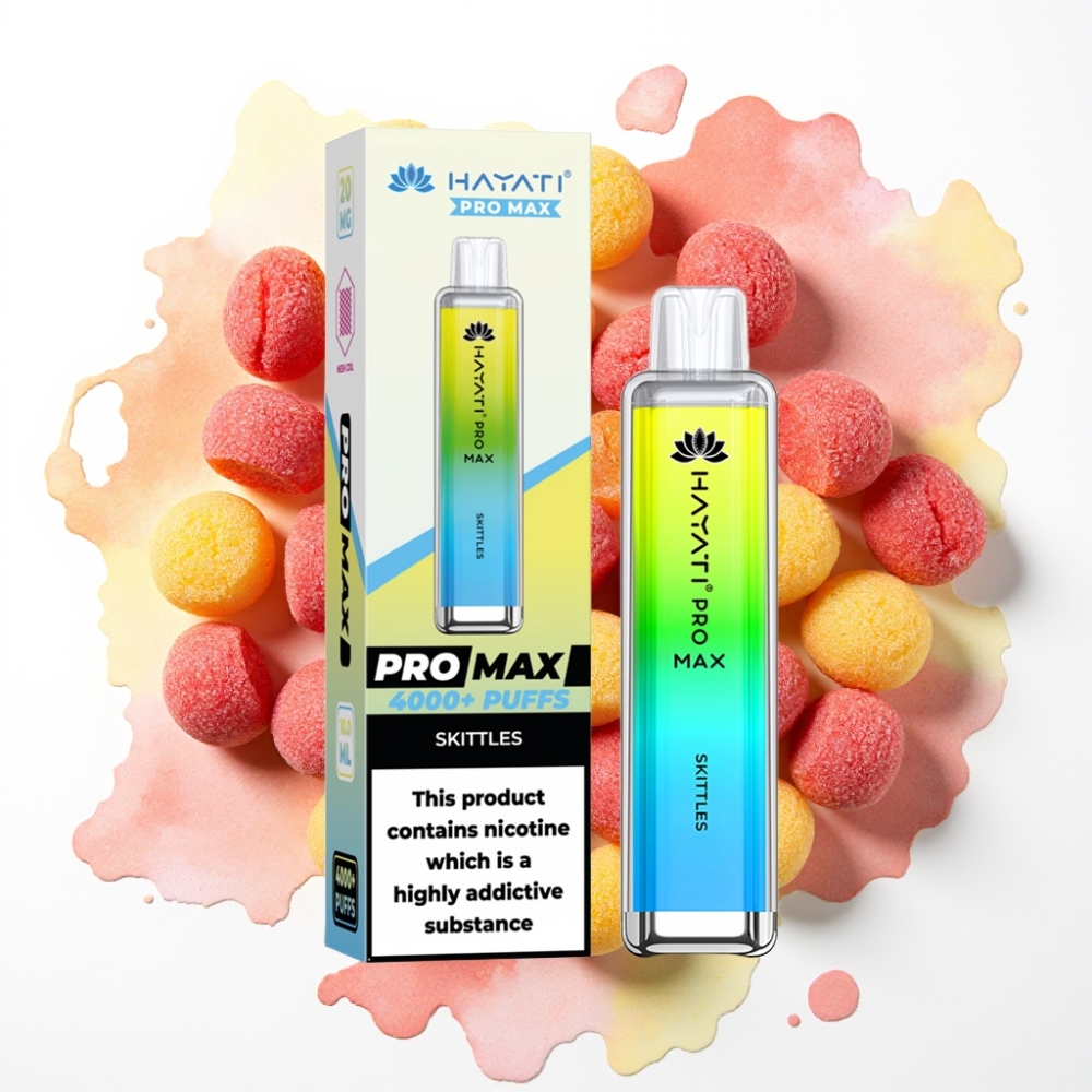 Hayati Pro Max 4000 Puffs Engangsdamp Skittles, 2%/5% nikotin, 1400mAh, 2ml/10ml