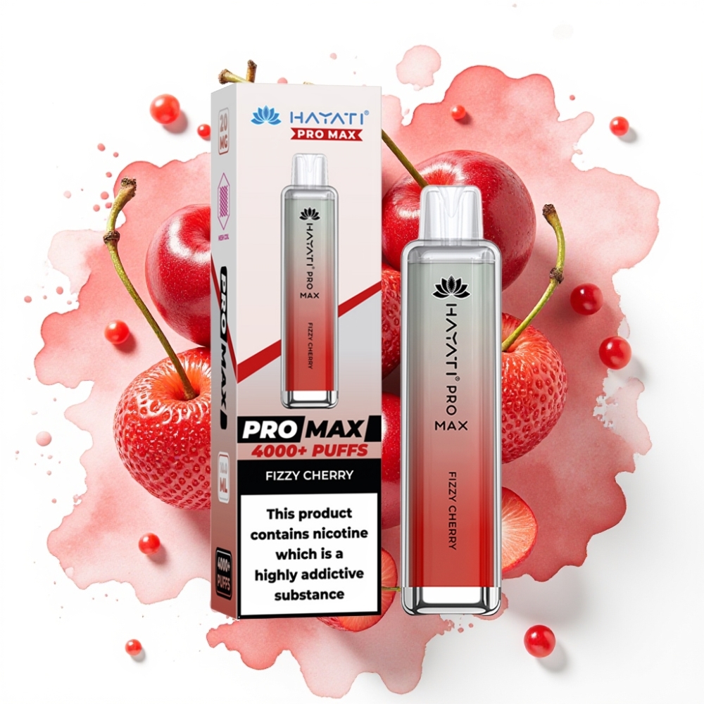 Hayati Pro Max 4000 Puffs Engangsdamp med Brusende Kirsebær, 2%/5% Nikotin, 1400mAh