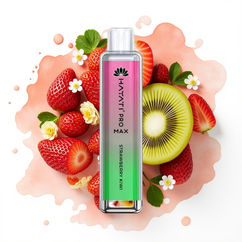Hayati Pro Max 4000 Puffs Engangsdamp med Jordbær Kiwi, 2ml/10ml, 1400mAh