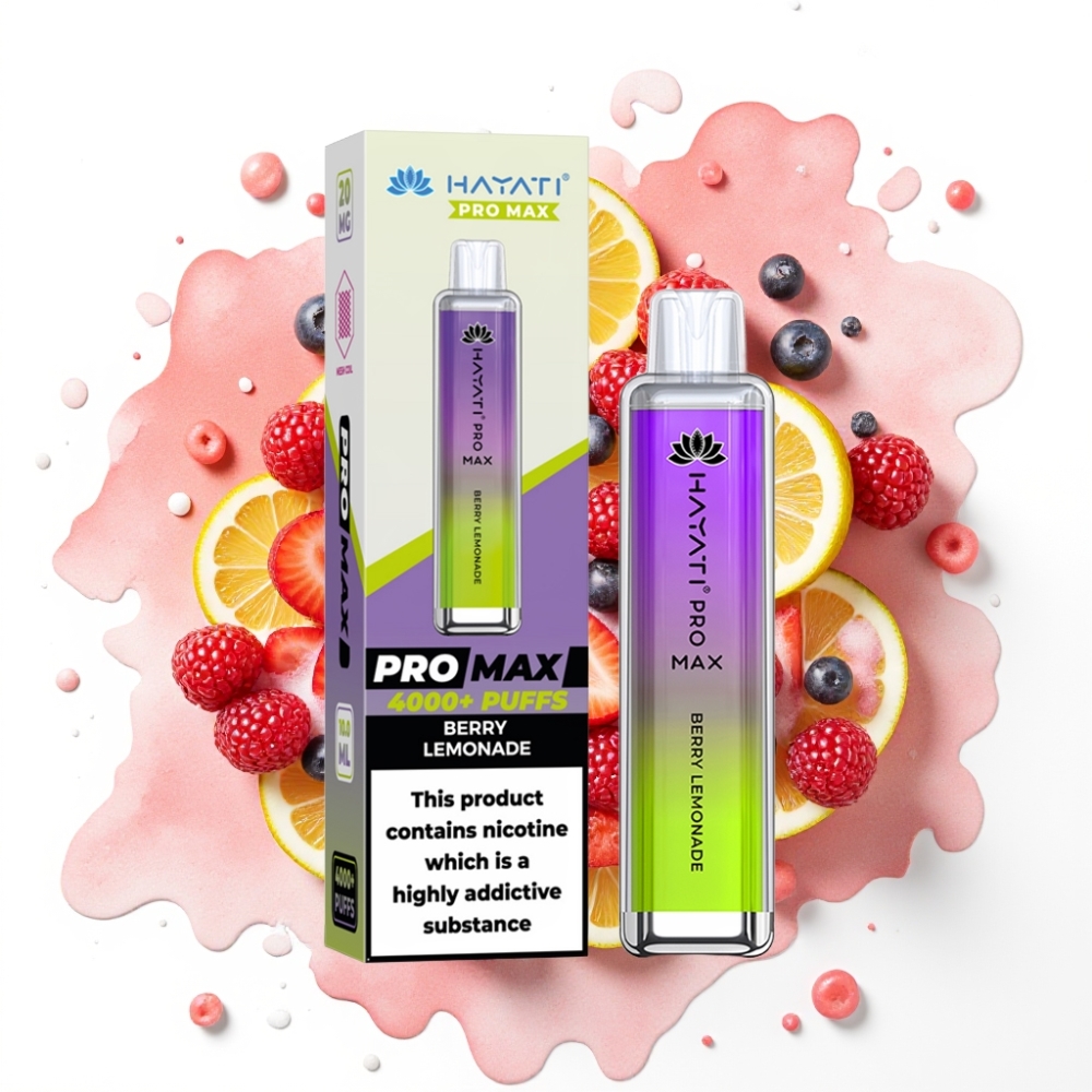 Hayati Pro Max 4000 Puffs Engangsdamper Bærsitronade – 1400mAh, 2ml/10ml, 5% Nikotin