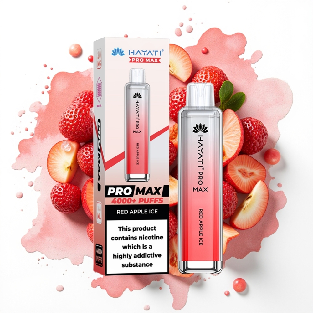 Hayati Pro Max 4000 Puffs Engangsdamper Rød Eple Is – 1400mAh, 2ml/10ml, TPD