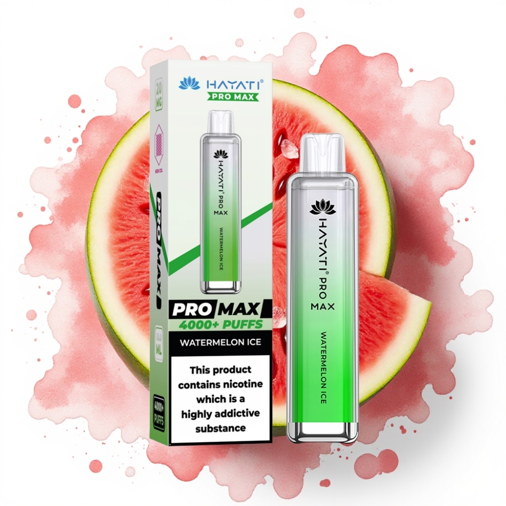 Hayati Pro Max 4000 Puffs Engangsdamper Vannmelon Is, 2ml/10ml, 1400mAh, 2%/5%