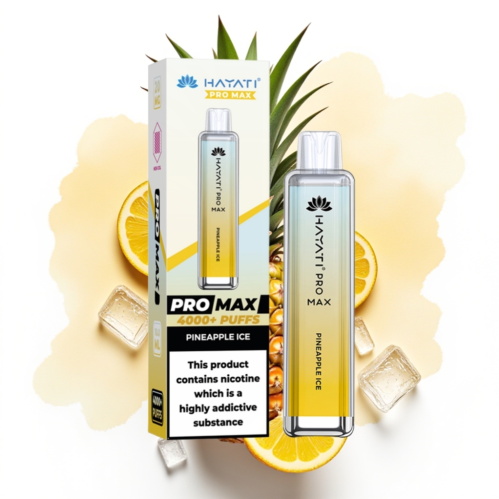 Hayati Pro Max 4000 Puffs Engangsvaper Ananas Is – 1400mAh, 2%/5% Nikotin, 2ml Tank