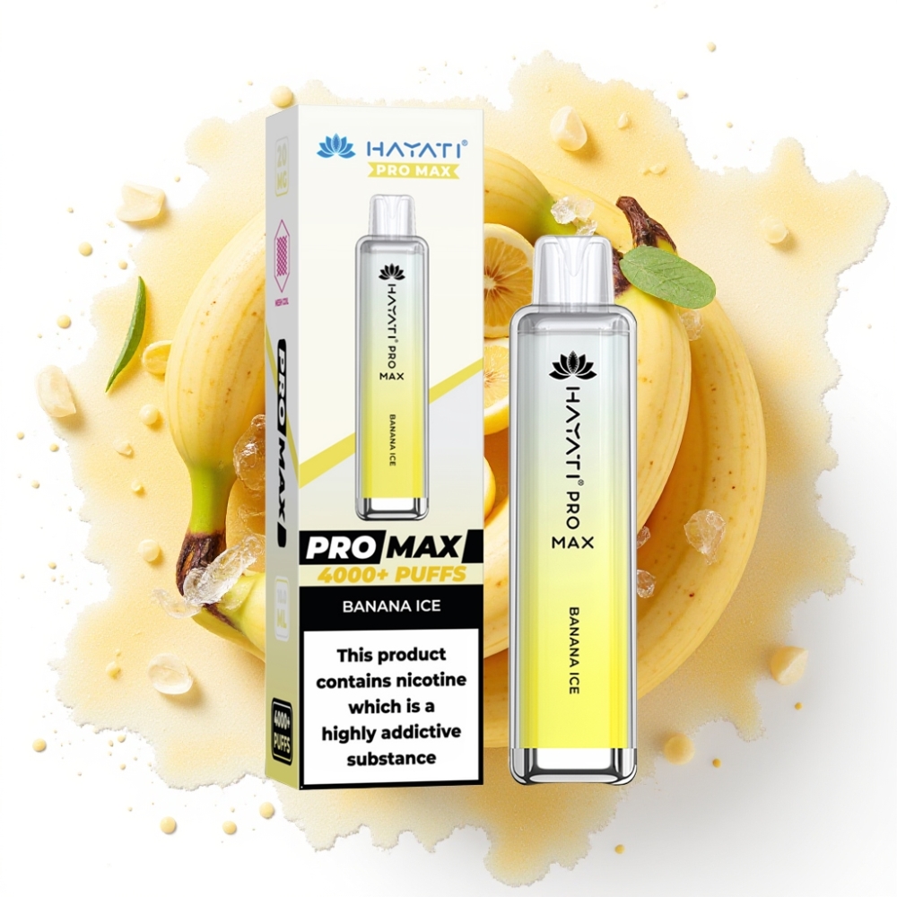 Hayati Pro Max 4000 Puffs Engangsvaper Bananis – 2ml/10ml, 1400mAh, 5% nikotin