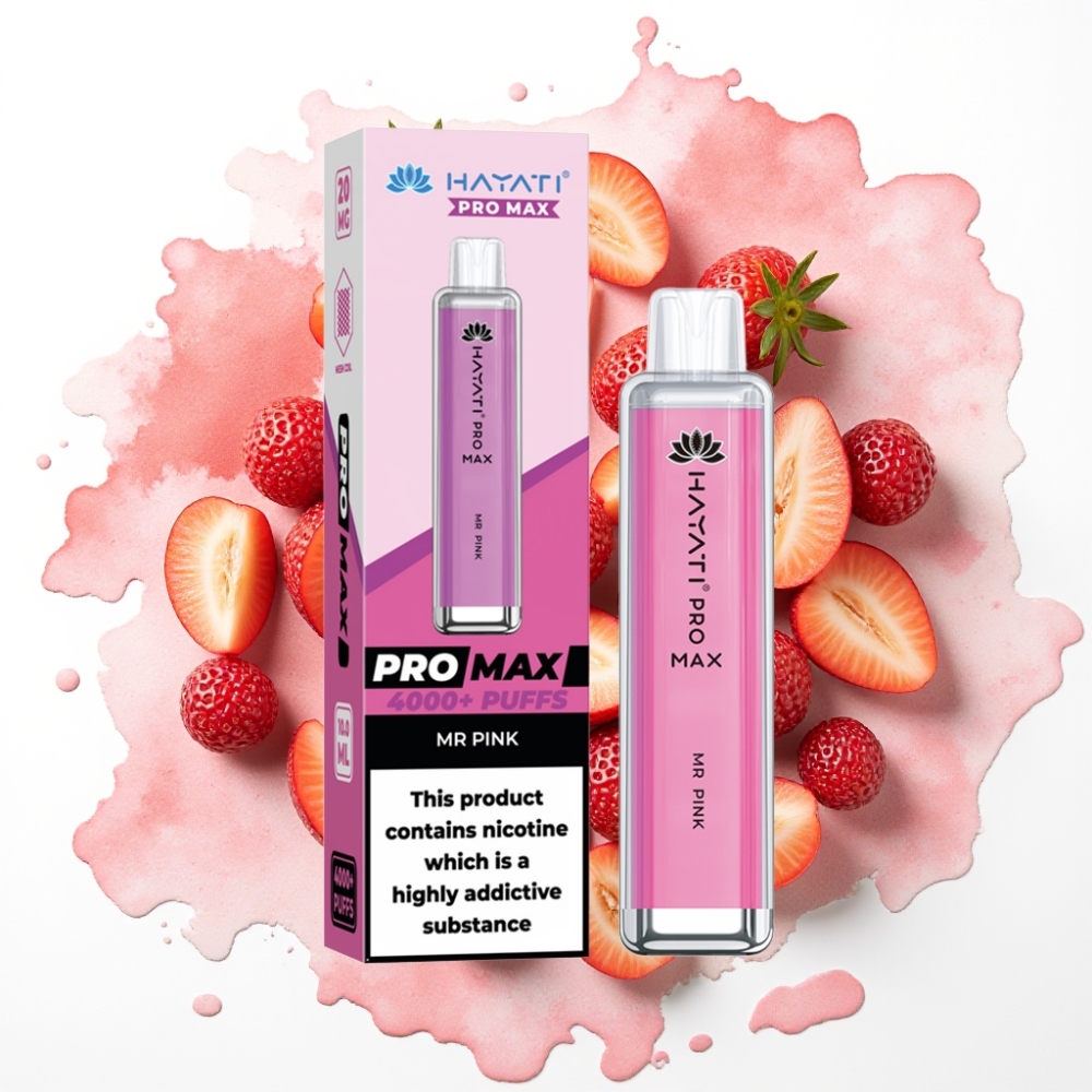 Hayati Pro Max 4000 Puffs Engangsvaper Herr Rosa – 1400mAh, 2ml/10ml, 2%/5%