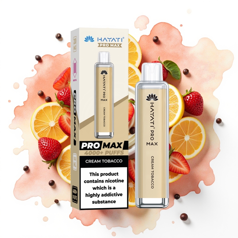 Hayati Pro Max 4000 Puffs Engangsvaper - Kremtobakk, 2ml/10ml, 1400mAh, 2%/5% nikotin
