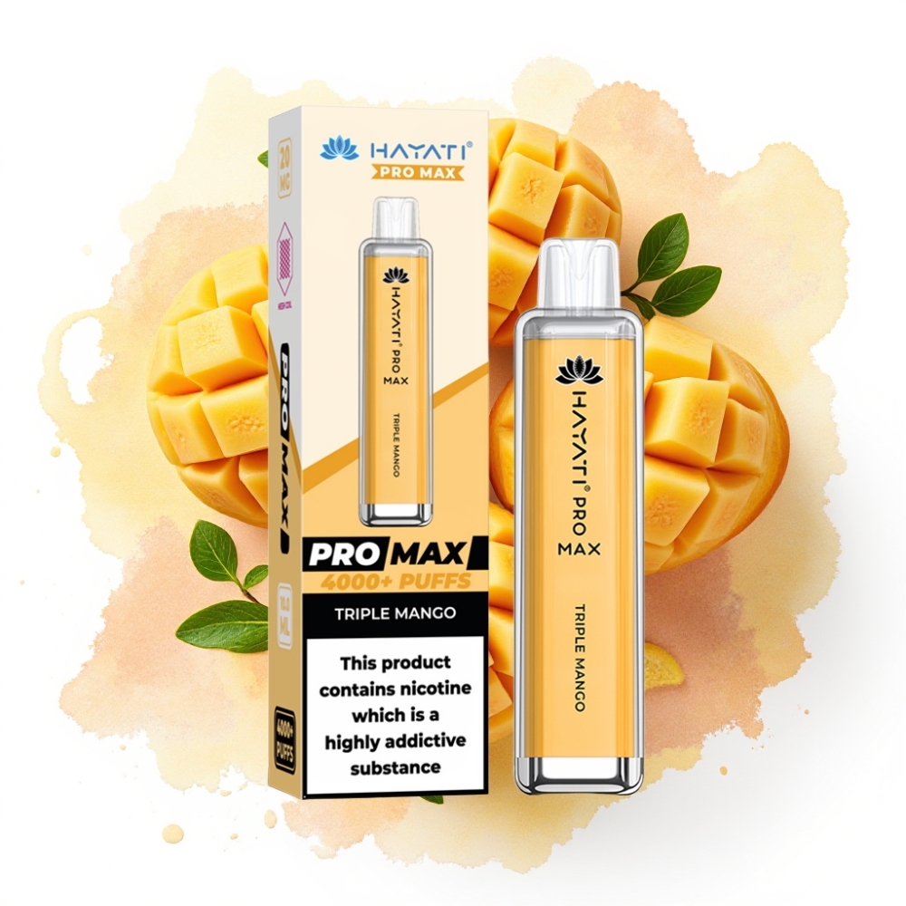Hayati Pro Max 4000 Puffs Engangsvaper Triple Mango – 1400mAh, 2ml/10ml, 2%/5% Nikotin