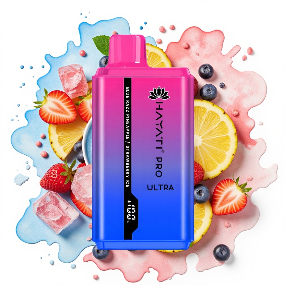 Hayati Pro Ultra 15000 Puffs Blå Bringebær Ananas Jordbær Is – 15000+ puffs, 2×12ml, 2% nikotin