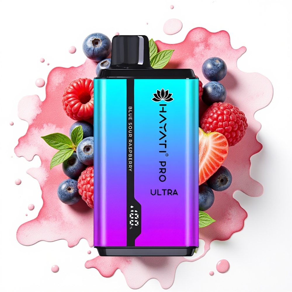 Hayati Pro Ultra 15000 Puffs Blå Sur Bringebær – 2×12ml, 2%, 49 smaker