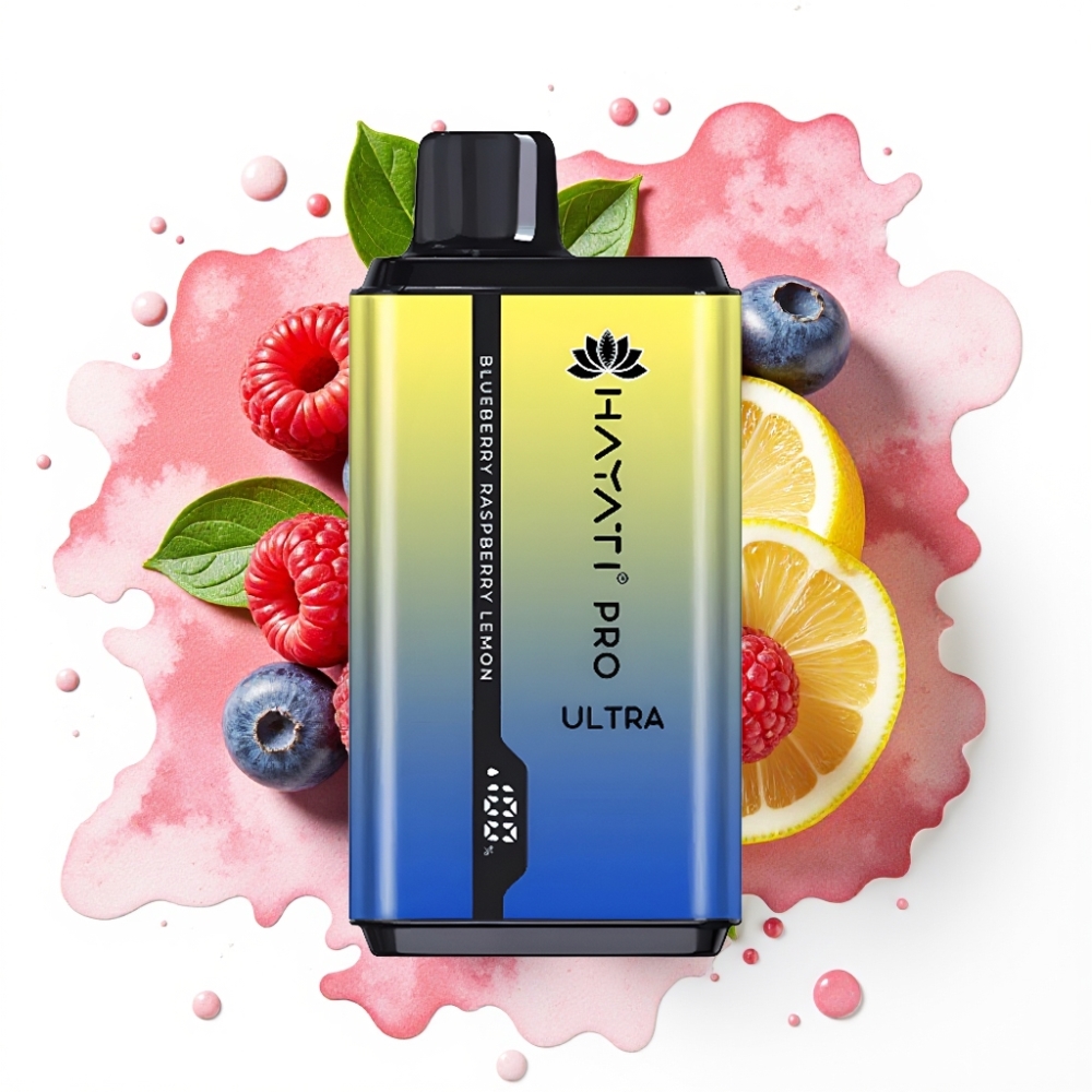 Hayati Pro Ultra 15000 Puffs Blåbær Bringebær Sitron – 15000+ Puffs, 2×12ml, 2%