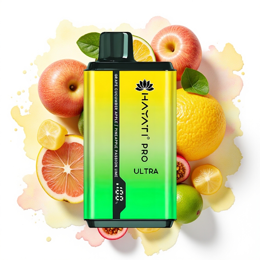 Hayati Pro Ultra 15000 Puffs Drupe Agurk Eple Ananas Lidenskap 2×12ml 2%