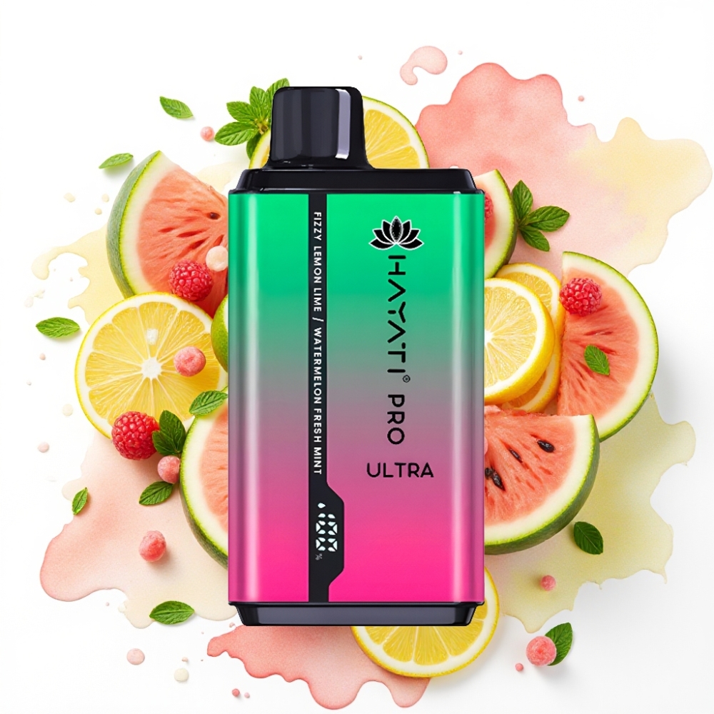 Hayati Pro Ultra 15000 Puffs Fizzy Sitron & Lime Vannmelon Frisk Mynte – 850mAh 2×12ml 2%