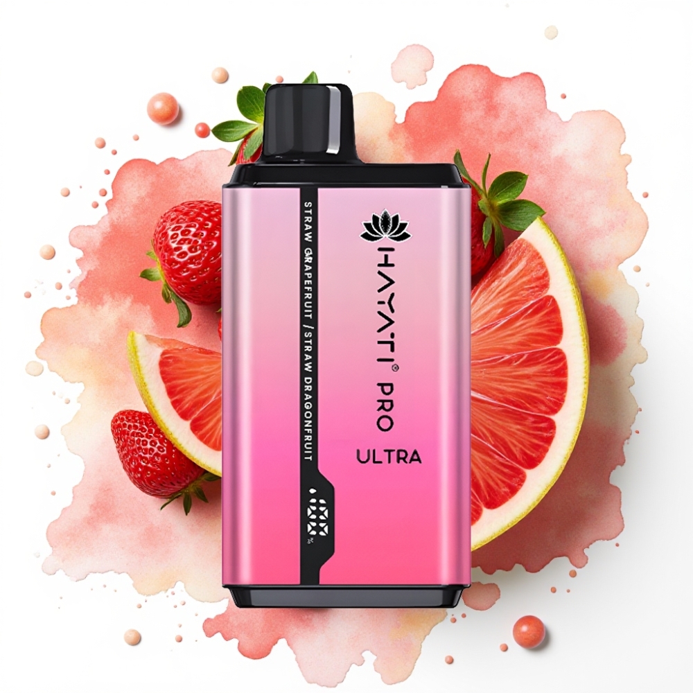 Hayati Pro Ultra 15000 Puffs – Jordbær Grapefrukt & Jordbær Dragefrukt – 2×12ml, 2%