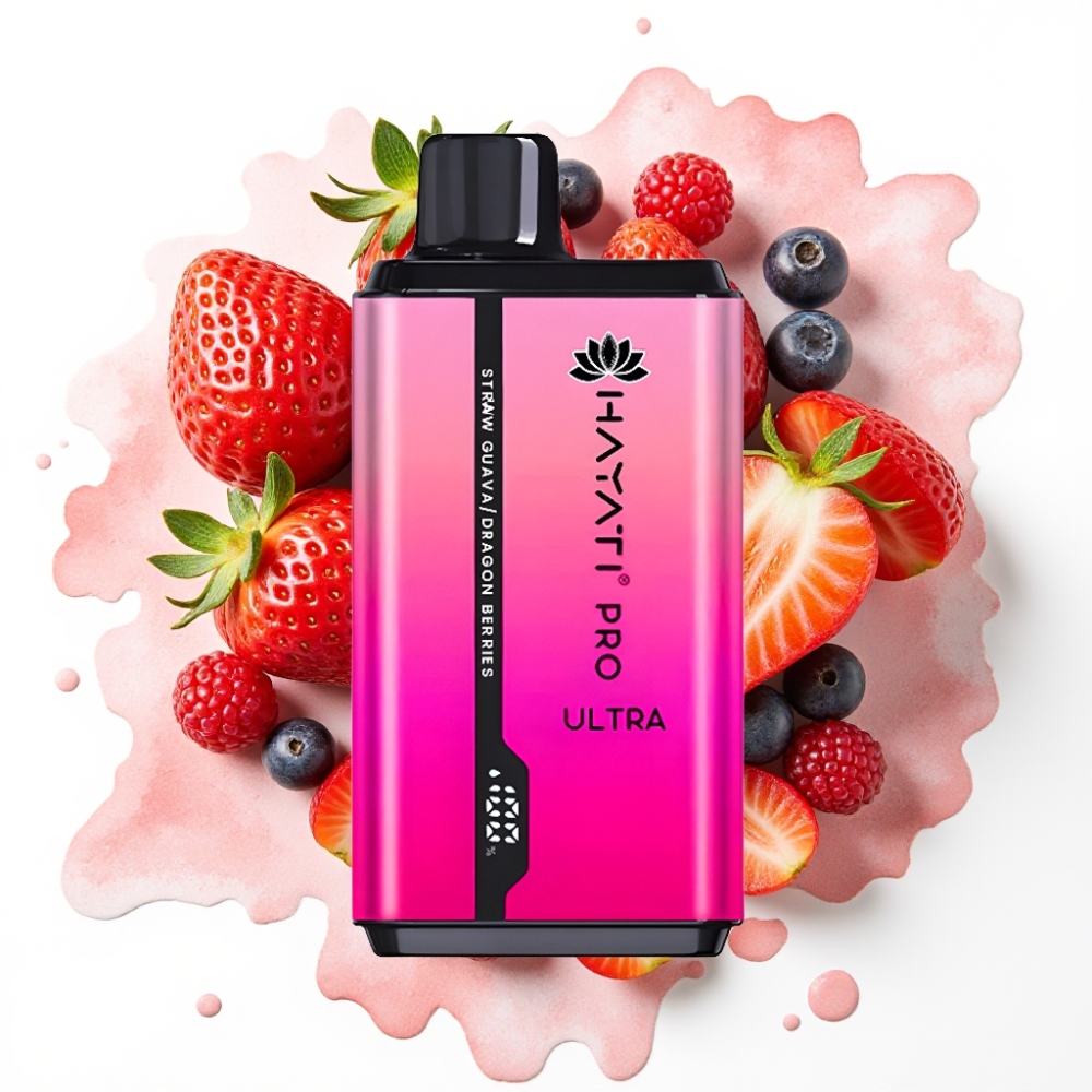Hayati Pro Ultra 15000 Puffs Jordbær Guava Dragebær – 15000+ puffs, 2×12ml, 2% nikotin