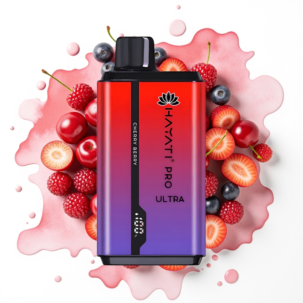 Hayati Pro Ultra 15000 Puffs Kirsebær Bær – 15000+ puffs, 2×12ml, 2% nikotin
