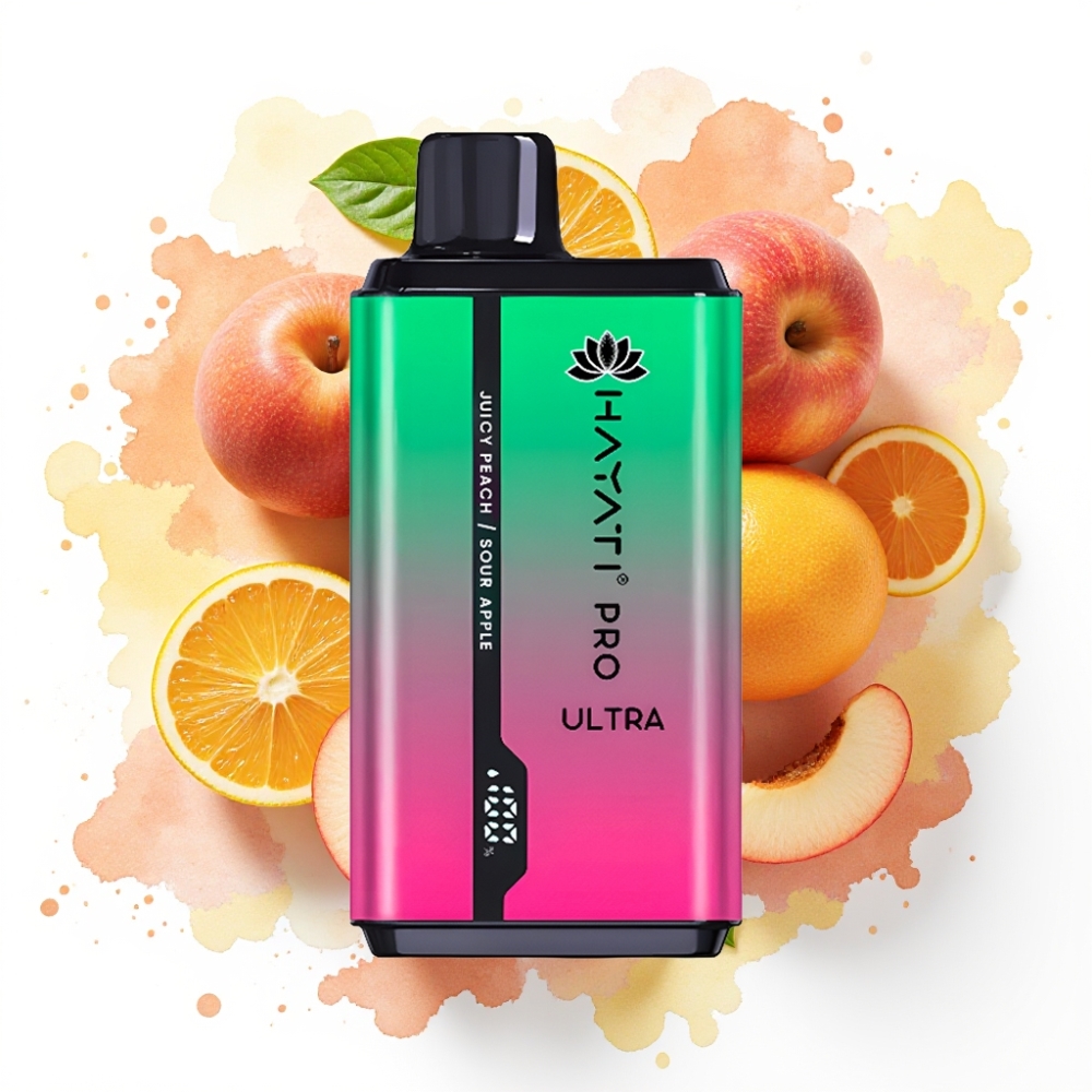 Hayati Pro Ultra 15000 Puffs Sur Eple Saftig Fersken – 15000+ Puffs, 2×12ml, 2%