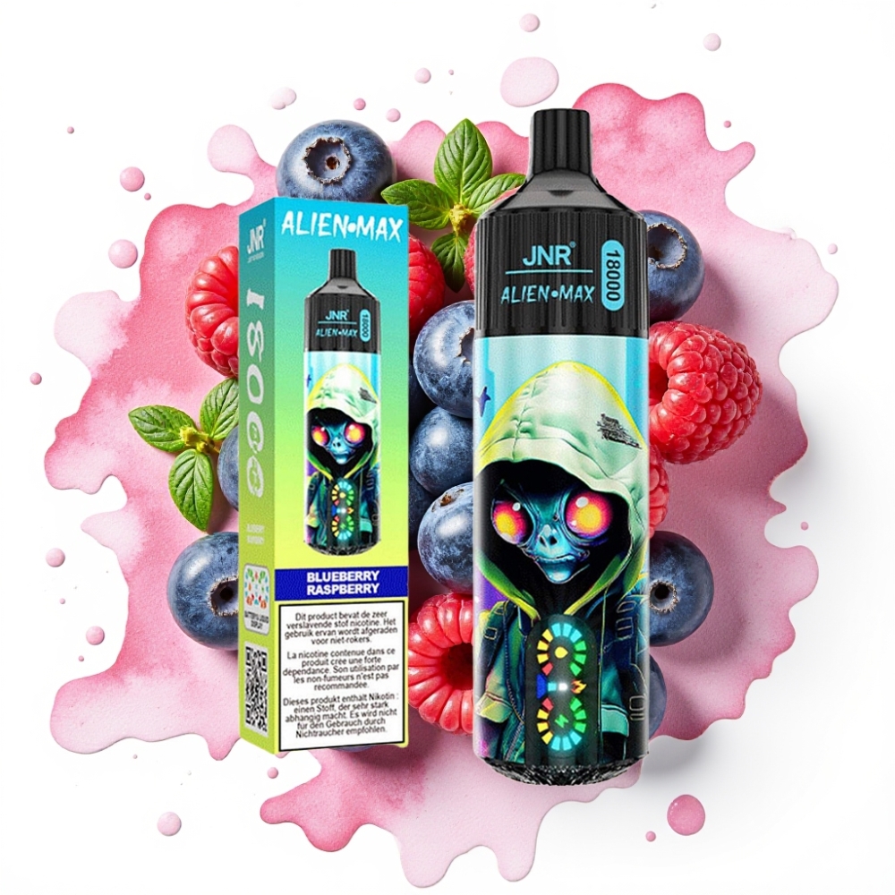 JNR Alien Max 18000 Puffs Blåbær Bringebær – 28ml, 850mAh, Type-C