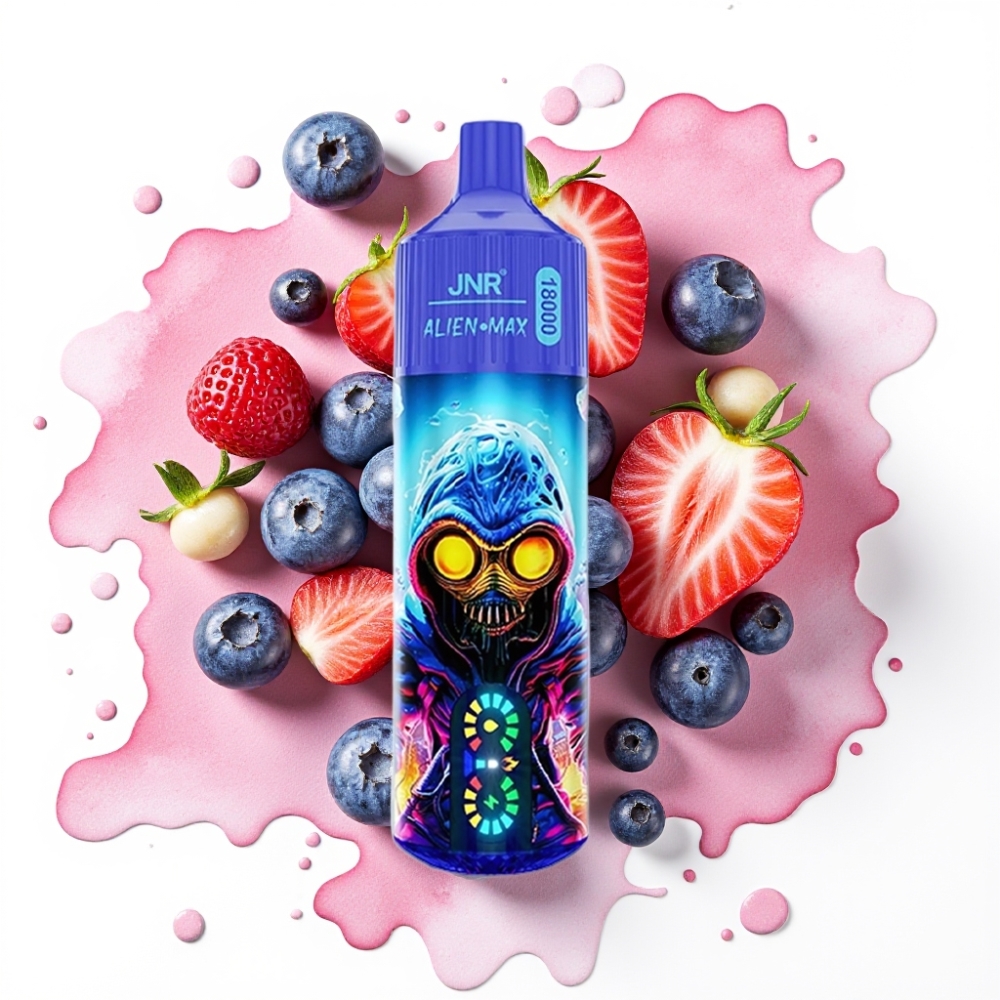 JNR Alien Max 18000 Puffs Blåbær Tyggegummi – 20 smaker, 850mAh, Type-C