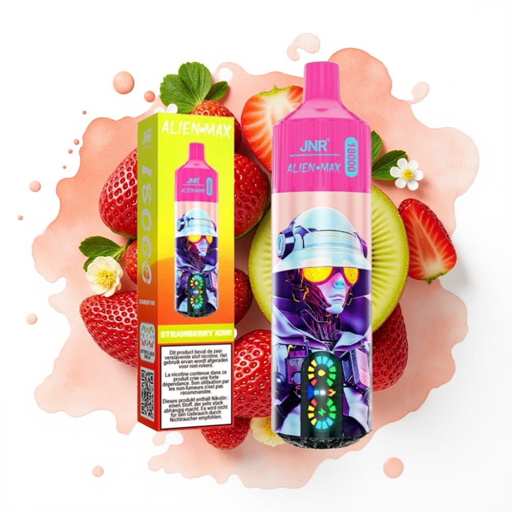 JNR Alien Max 18000 Puffs Engangsdamp Jordbær Kiwi, 28ml, 850mAh, Type-C
