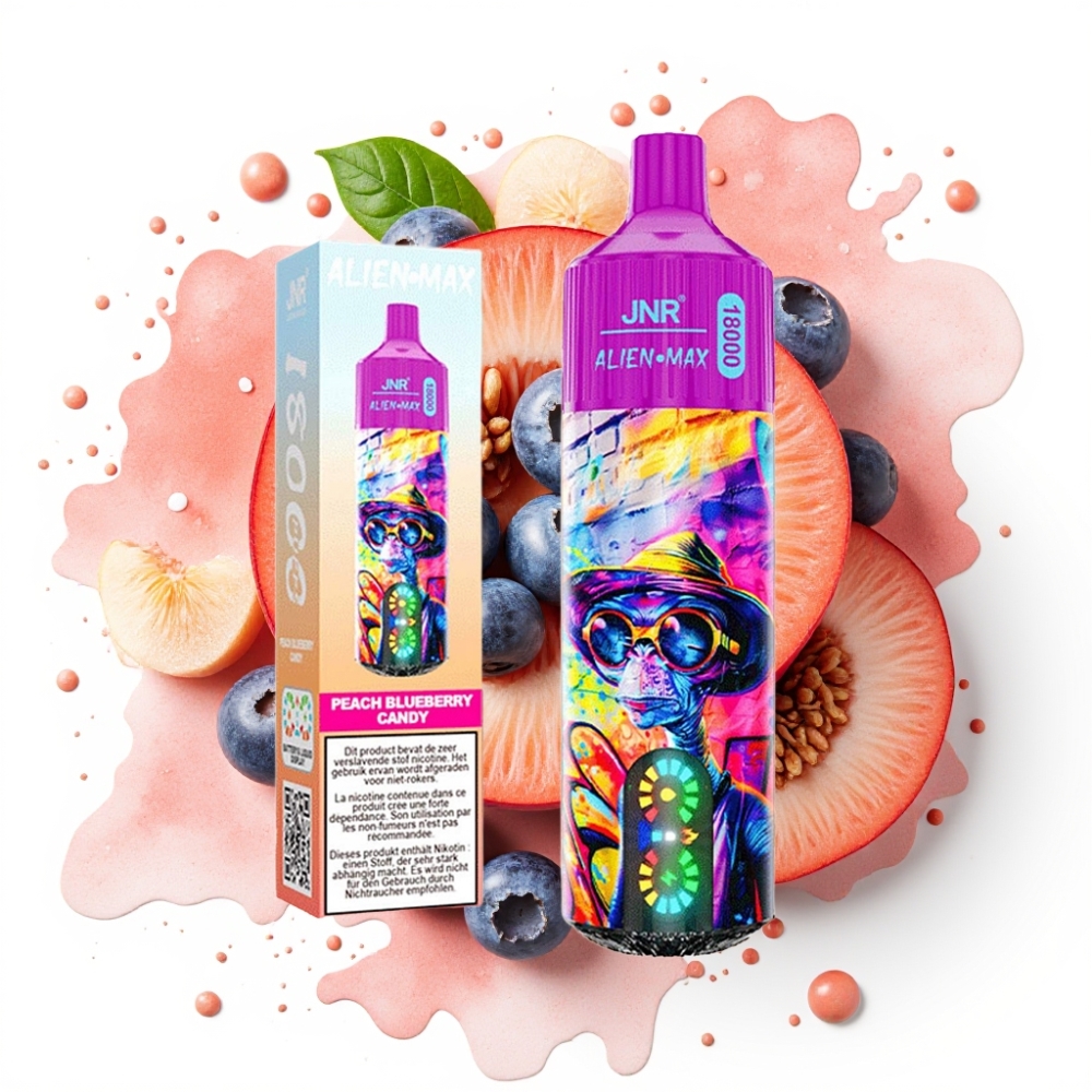 JNR Alien Max 18000 Puffs Fersken Blåbær Candy – 28ml, 850mAh, Type-C