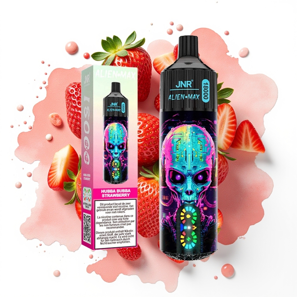 JNR Alien Max 18000 Puffs Hubba Bubba Jordbær – 20 smaker, 28ml, Type-C