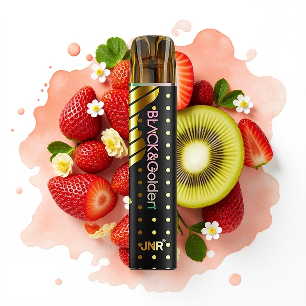 JNR Black&Golden 600+200 Puffs Engangs Vape Jordbær Kiwi – 800 Puffs, 550mAh
