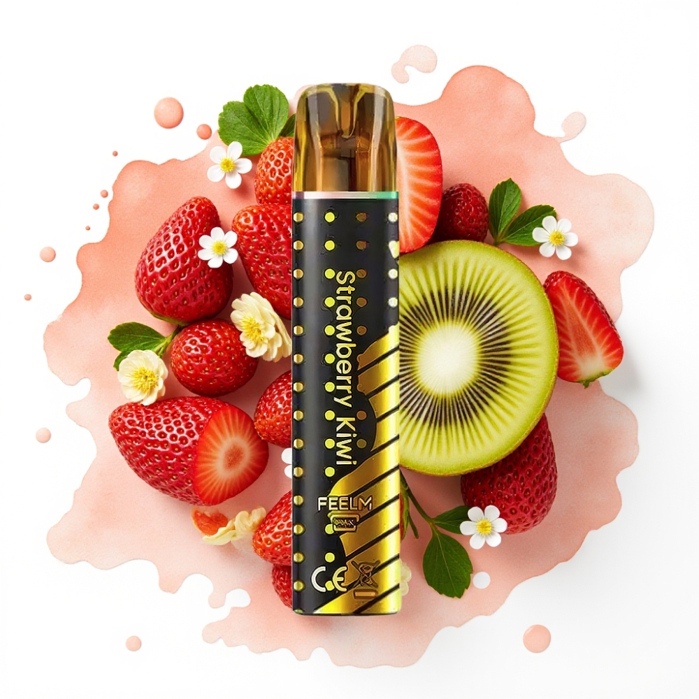 JNR Black&Golden 600+200 Puffs Engangs Vape Jordbær Kiwi – 800 Puffs, 550mAh