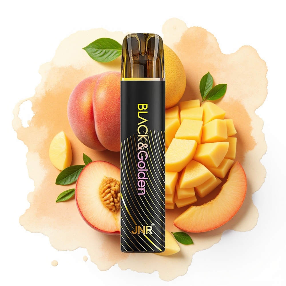JNR Black&Golden 600+200 Puffs Engangsdamp Fersken Mango 800 Puffs, 550mAh, 2ml