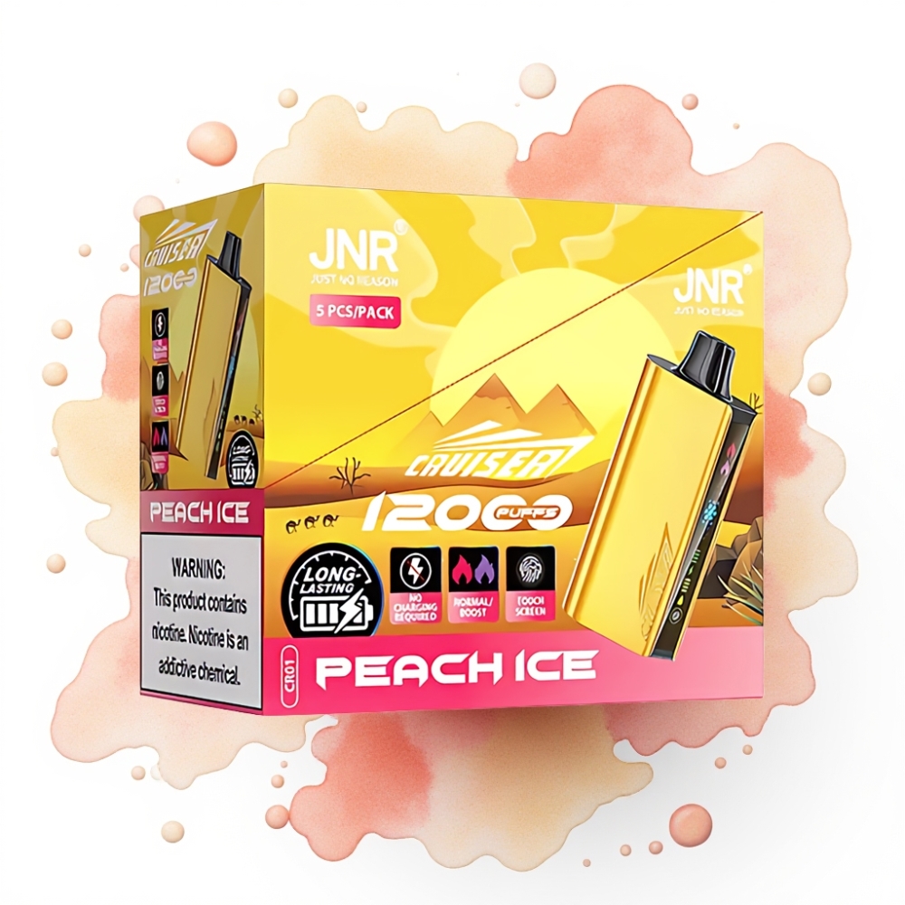 JNR Cruiser 12000 Puffs Ladegjenstandsfri E-damp Fersken Is – 3500 mAh, 25ml, 1.2ohm
